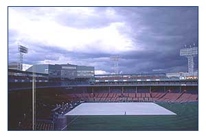 Fenway Park before a storm