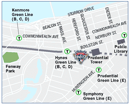 map of area near Hynes Convention Center