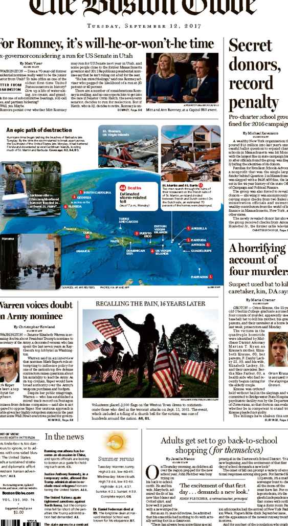 boston globe front page. front page) Boston Globe