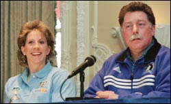 Boston Marathon on Seven Time Boston Marathon Wheelchair Champion Jean Driscoll Left