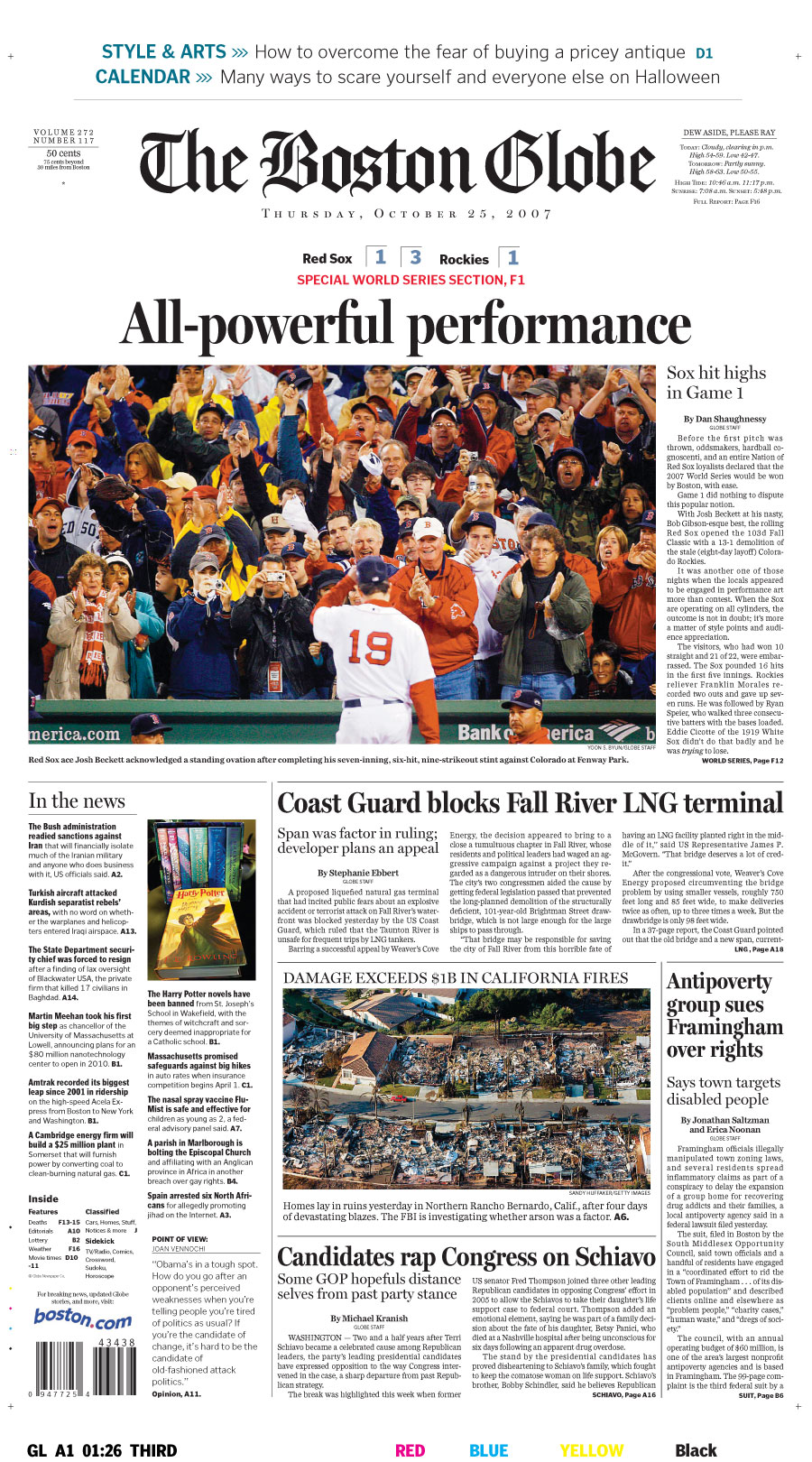 Boston Globe Sports Page 16