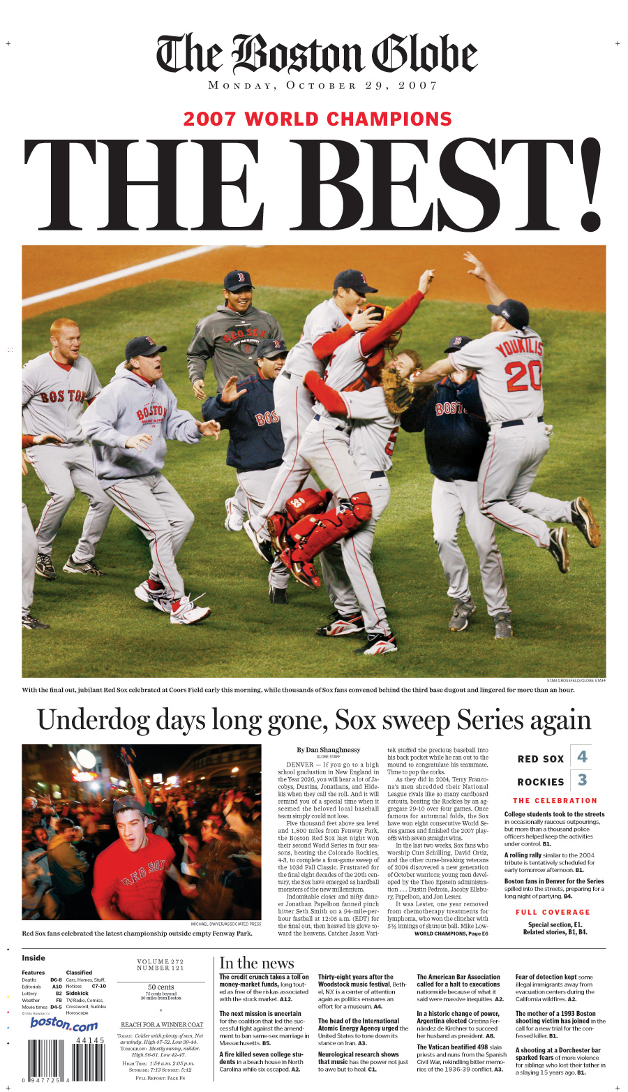 Boston Globe Sports Page 36