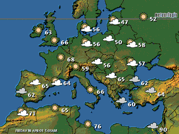 Europe map: Tomorrow's weather